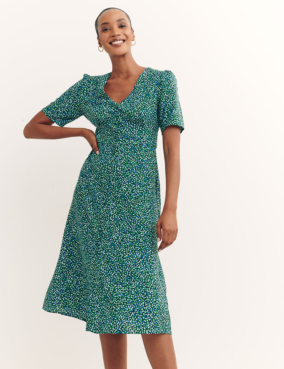 Laurie Non-Print Green Alexa Midi Dress