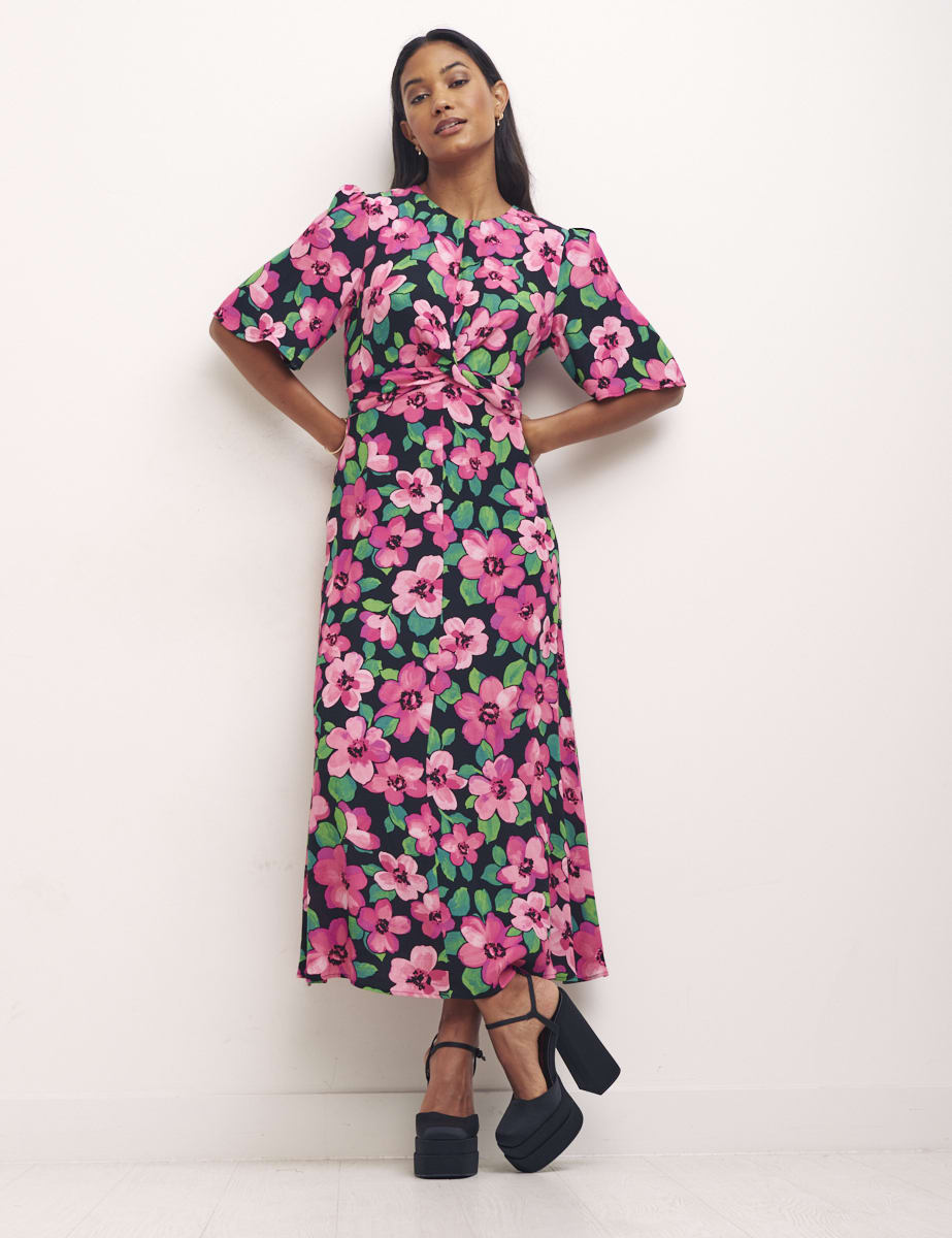 Billie Floral Pink Octavia Midi Dress 
