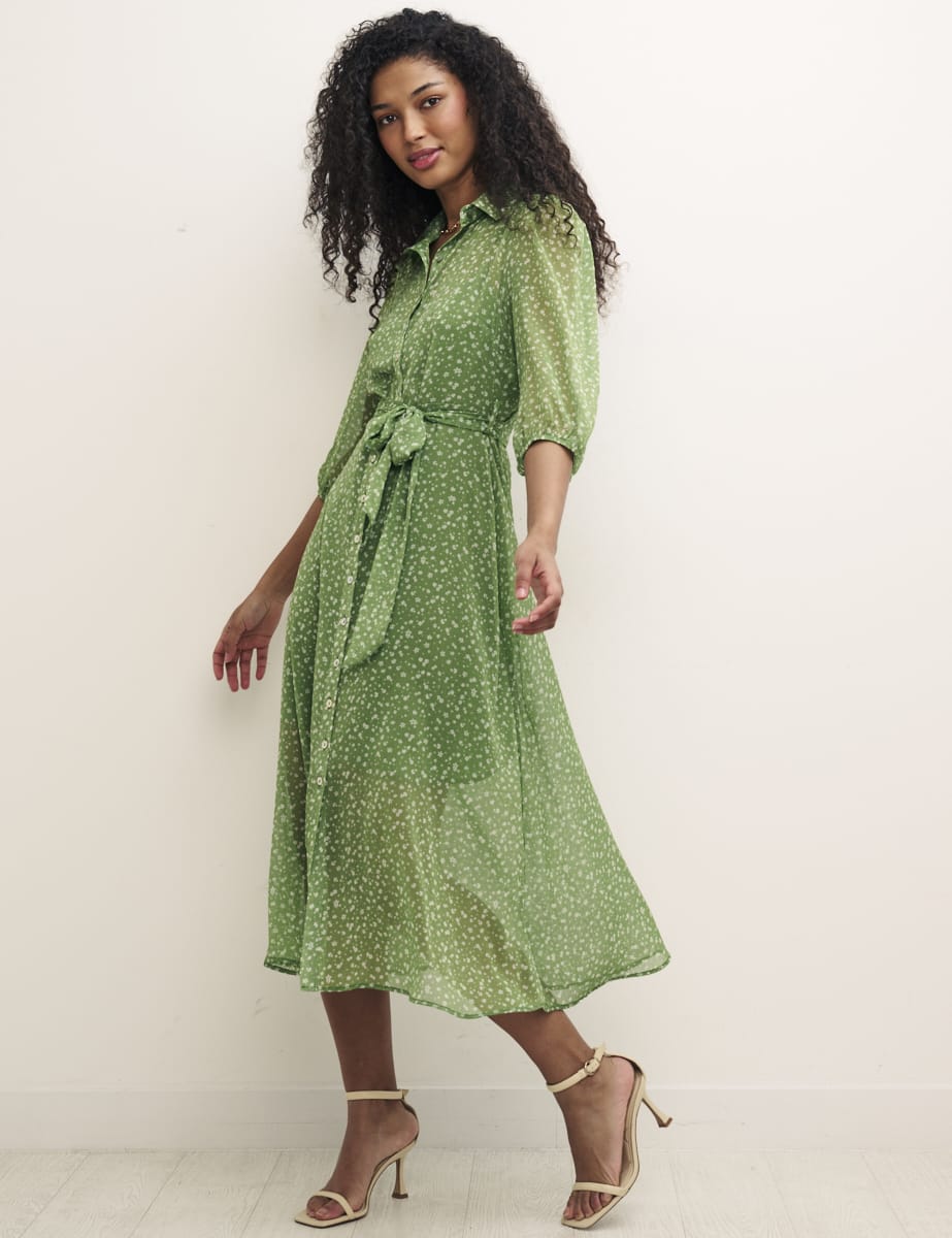 Floral Green Malika Midi Dress