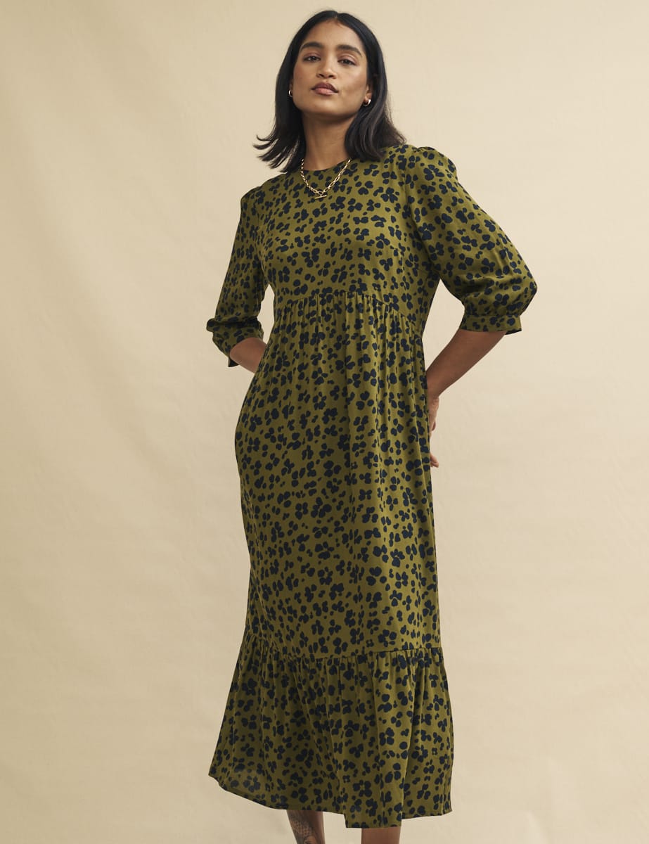 Green Animal Print Rachel Midi Dress | Nobody's Child
