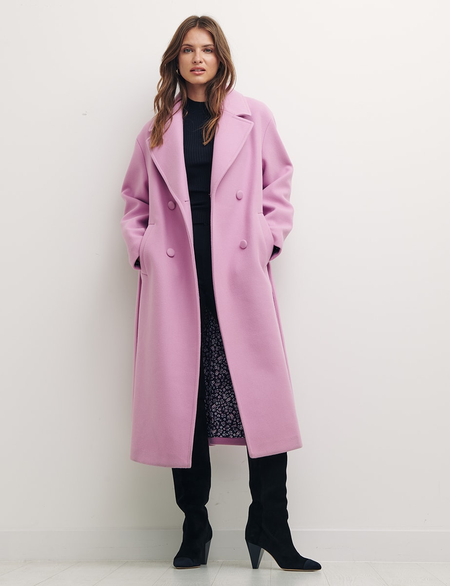 Lilac Holly Long Belted Wrap Coat