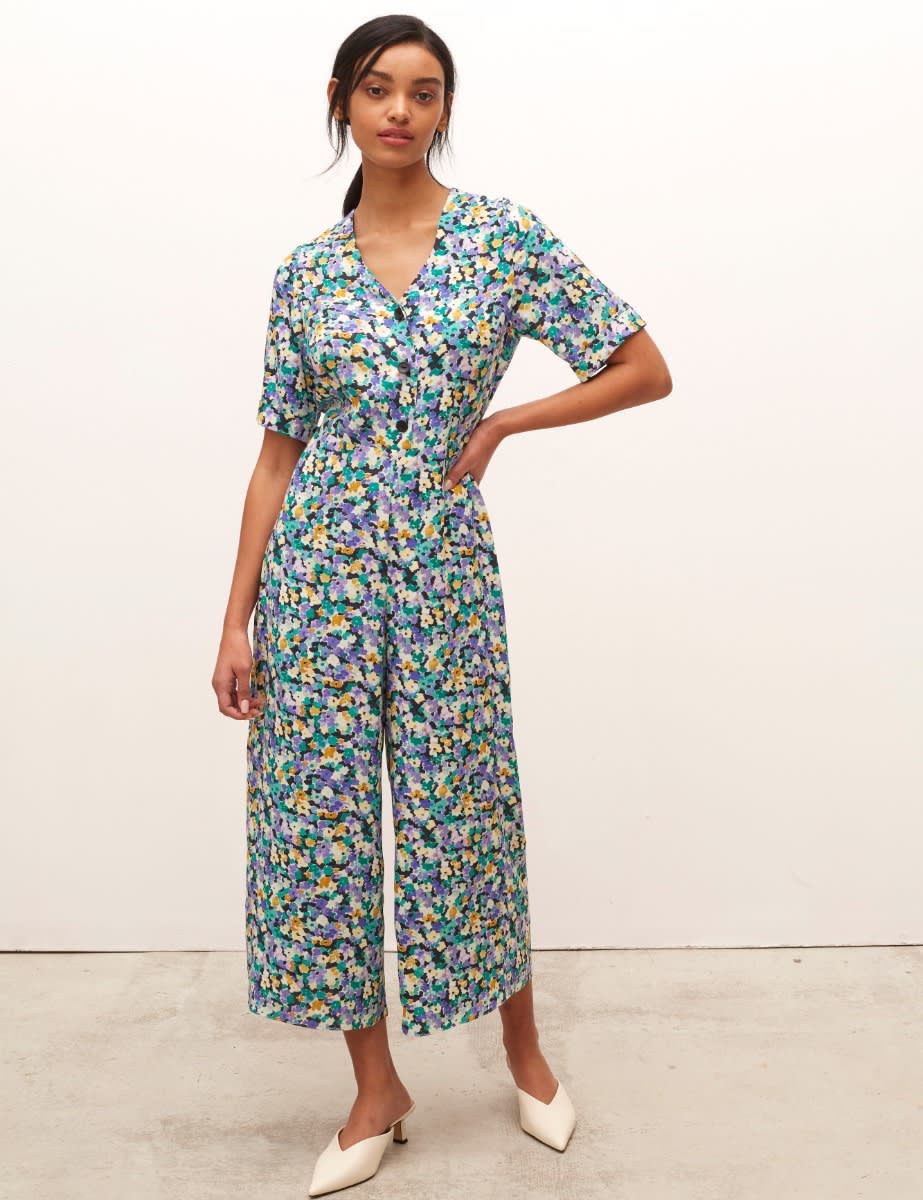 Petite Green Sharona Multi Ditsy Floral Jumpsuit | Nobody's Child