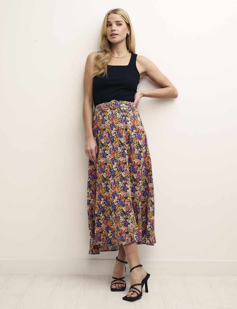 Nobody's Child UK - Multi Floral Aurelia Midi Skirt