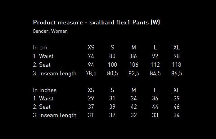 Norrøna svalbard flex1 pants for women - size chart