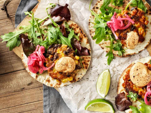 Veganska frittes med chipotlemajo, tacostil