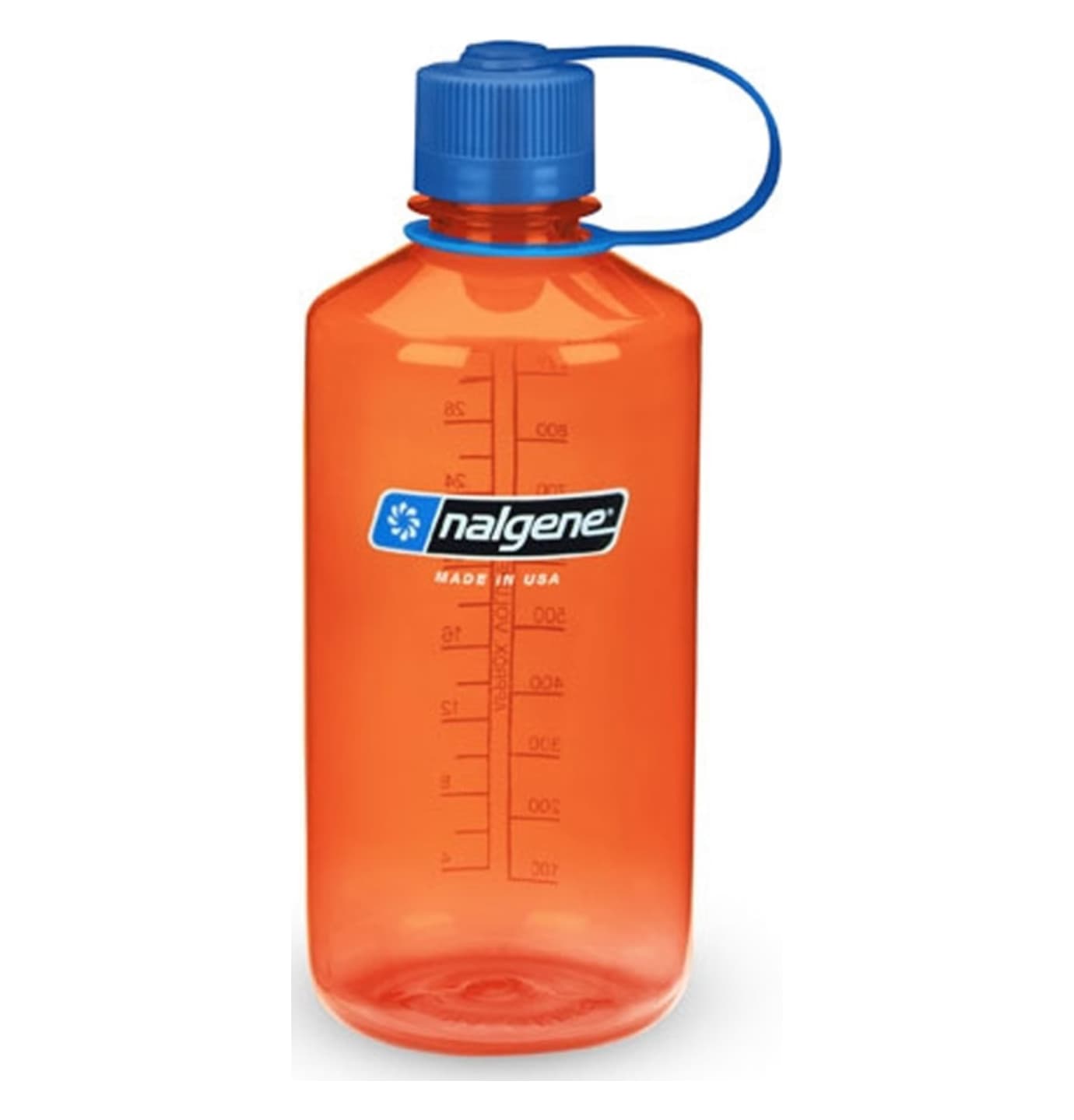 Nalgene Narrow Mouth 1 qt Everyday Water Bottle Orange w/ Blue Lid