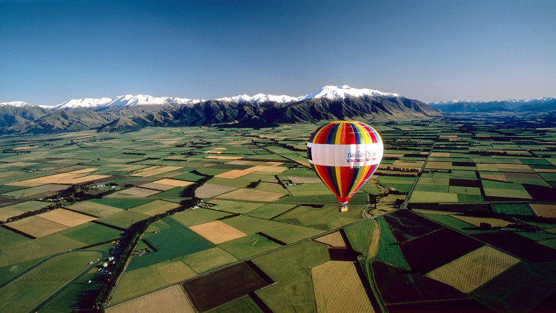 Hot Air Ballooning Over Canterbury Plains