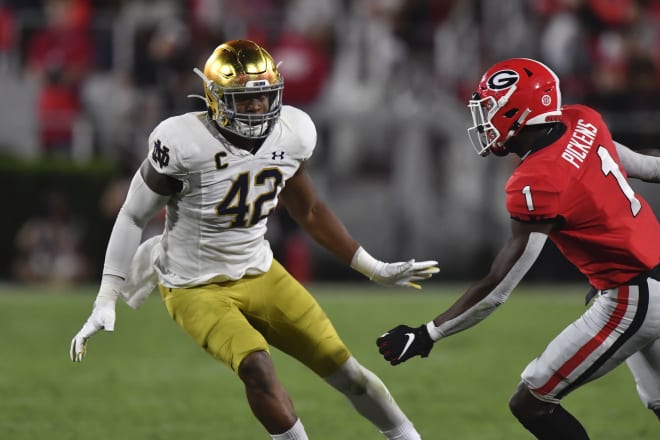 Former Notre Dame defensive end and Detroit Lions draft choice Julian Okwara