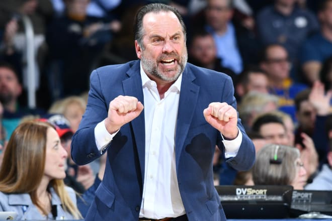 Notre Dame men’s basketball coach Mike Brey during a game