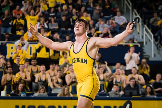 Michigan Wolverines wrestling sophomore heavyweight Mason Parris