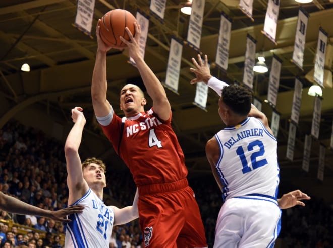 NC State sophomore forward Jericole Hellems goes up for a shot Monday at Duke in Durham, N.C.