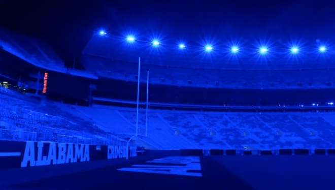 Bamainsider Lights Went Blue At Bryant Denny Stadium To