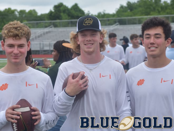 USC commit Miller Moss, Georgia commit Brock Vandagriff and Notre Dame commit Tyler Buchner at the Elite 11 Finals in Nashville, Tenn.