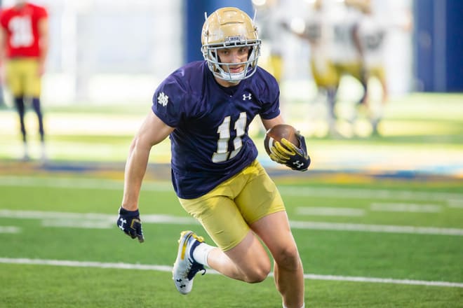 Notre Dame fifth-year senior wide receiver Ben Skowronek during practice