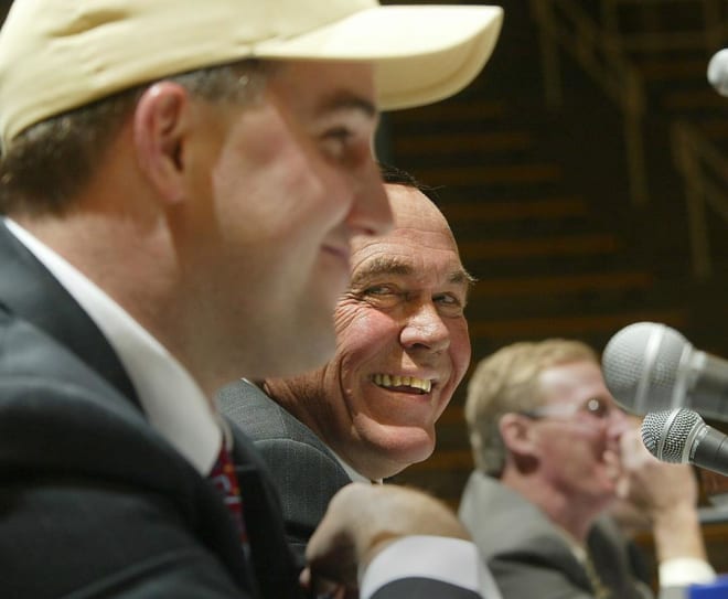 Purdue coach Gene Keady and Matt Painter