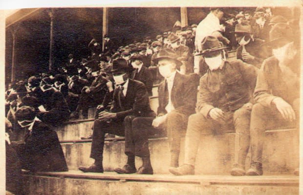 This photo was taken at a Georgia Tech football game in 1918, and it was shared to Tony Barnhart of the SEC Network by GT alum Andy McNeal.