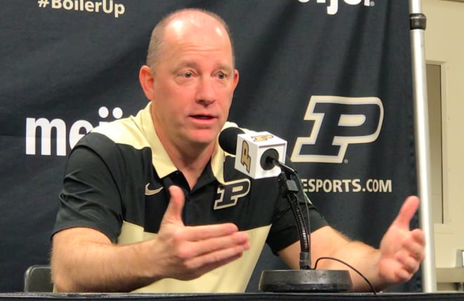 Purdue coach Jeff Brohm at his press conference