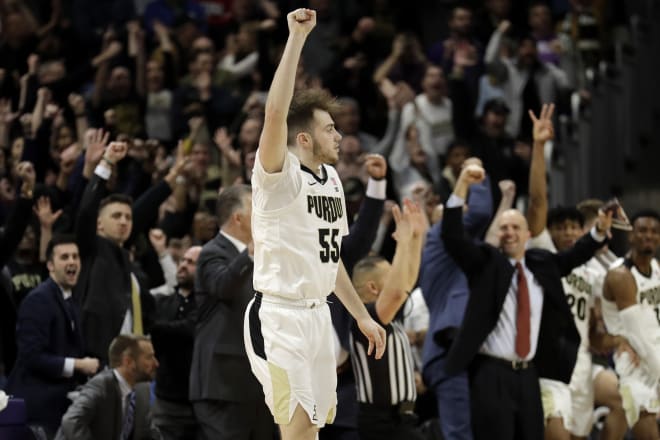 Sasha Stefanovic's three-pointer with 3.1 seconds left capped an 11-0 Purdue run to close its win at Northwestern