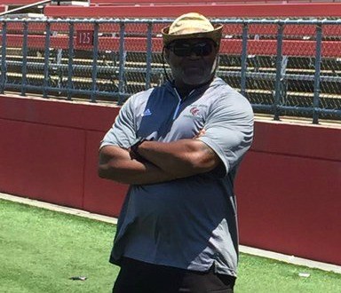 Gary Melton looks on at the Rutgers Passing Camp inside High Point Solutions Stadium