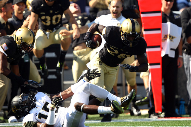 Army CB Brandon Jackson (28) intercepts a pass against Wake Forest during the 2nd half in 2015
