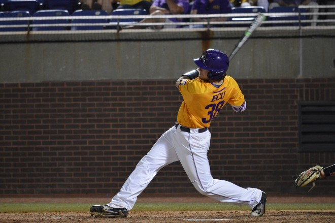 ECU's Zack Mogingo empties the bases with this grand slam homer in the fifth inning.