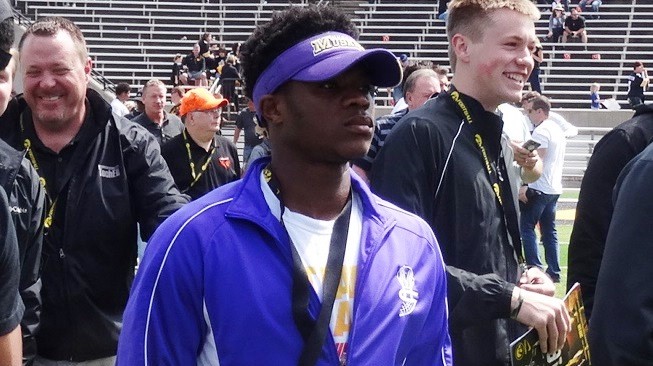 Muscatine athlete Alphonso Soko attended Iowa's spring game on Saturday.