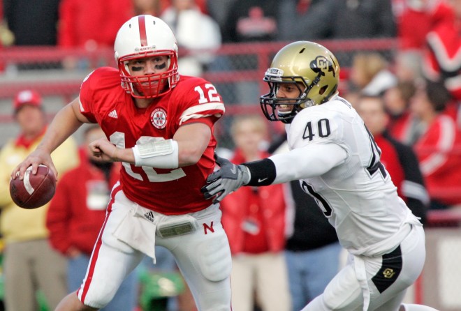 Quarterback Joe Ganz broke Zac Taylor's school record for passing yards in a season in Nebraska's victory over Colorado.