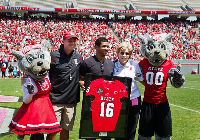 Russell Wilson was honored at NC State in spring of 2014.