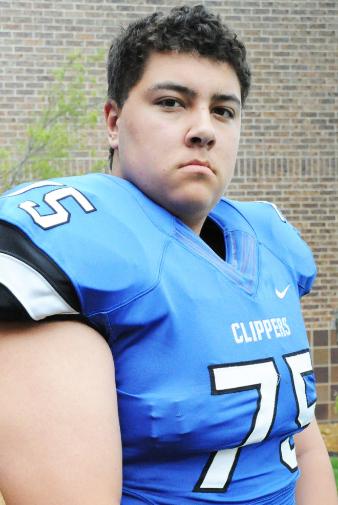 An imposing figure on the football field, Malcolm lineman Tim Dishman (75) knows the game inside-out and is ready for a big senior season.