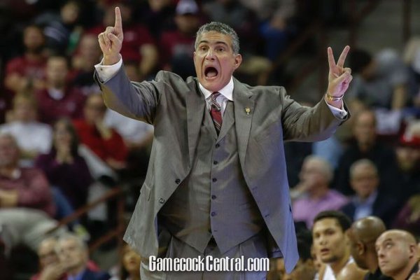 Frank Martin shouts instructions during a game last season