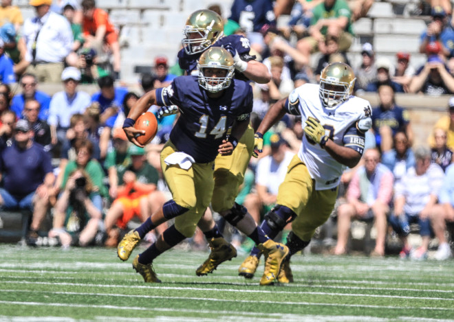 Last year DeShone Kizer became the fourth Irish quarterback to rush for more than 500 yards in one season.