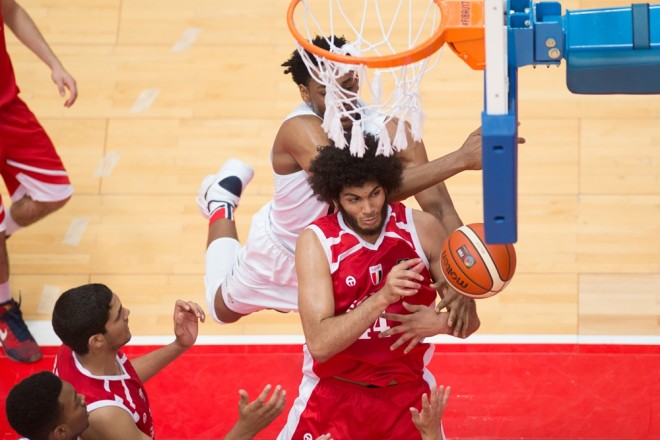 Wiley swats one of his two blocked shots Sunday against Egypt.