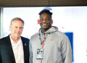 Emerson with Michigan State coach Mark Dantonio on a visit to East Lansing