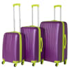 Swiss Case 4 Wheel Bold 3Pc Suitcase Set - Purple / Lime