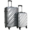 Swiss Case 4 Wheel Wave 2Pc Suitcase Set - Silver