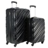 Swiss Case 4 Wheel Wave 2Pc Suitcase Set - Black