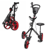 Caddymatic Golf X-TREME 3 Wheel Push/Pull Golf Tolley with Seat Black/Red
