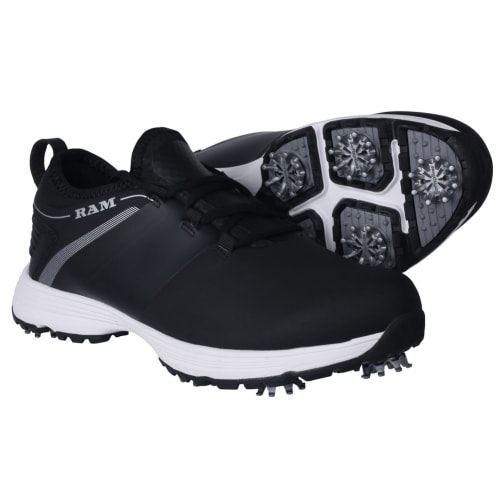 Ram Golf XT1 Mens Waterproof Golf Shoes, Spiked, Black