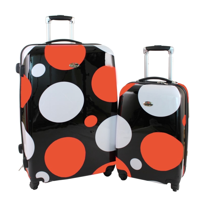 Swiss Case 4 Wheel 2Pc Hard Suitcases Red Disco