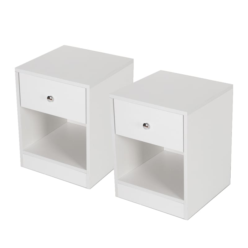 Homegear Bedroom Furniture 2 Piece Bedside Table Set, White