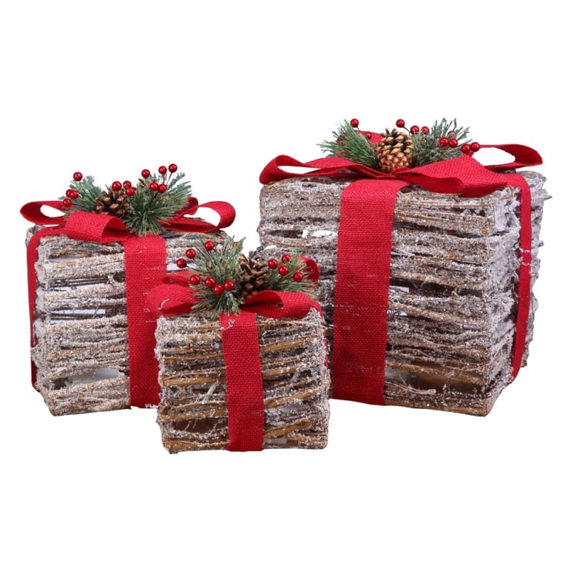 Gift led boxes christmas box outdoor decorations jumbo lights yard decor holiday tinsel decoration giant choose Homegear Christmas Set of 3 Pre-lit Gift Present Boxes with 60 LED Lights - Indoor or Outdoor