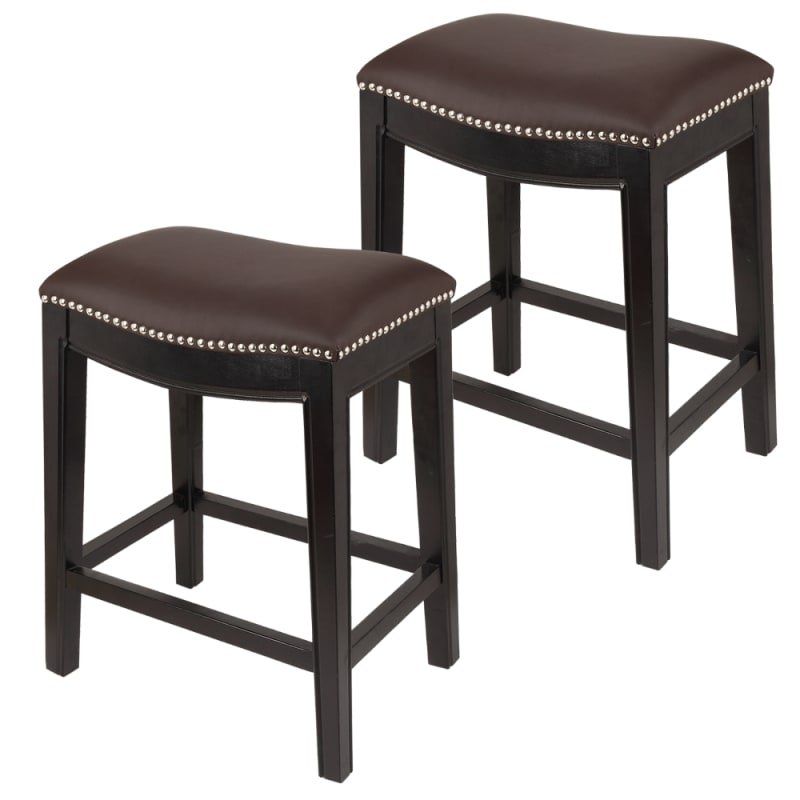Homegear Faux Leather Backless Metal, Brown Faux Leather Bar Stools