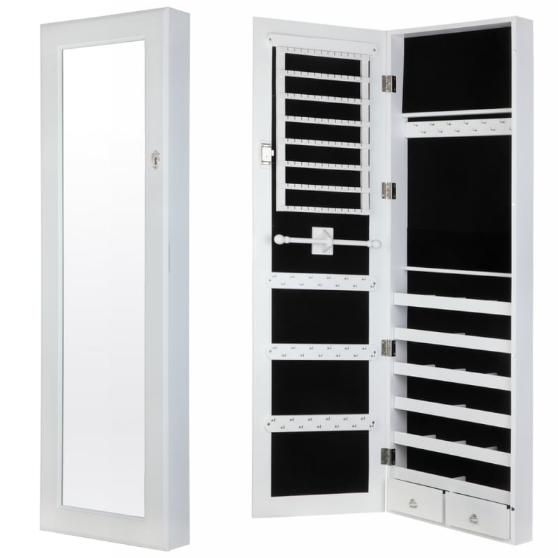Homegear Modern Wall Mounted Mirrored Jewelry Cabinet Just 89 99