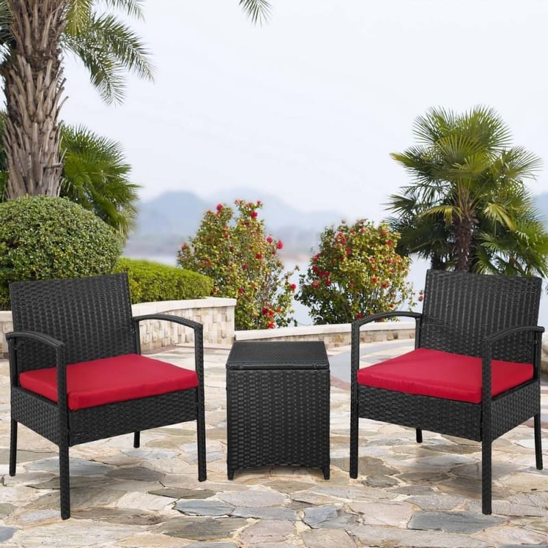 Palm Springs Outdoor 3 Piece Patio Rattan Wicker Style Furniture