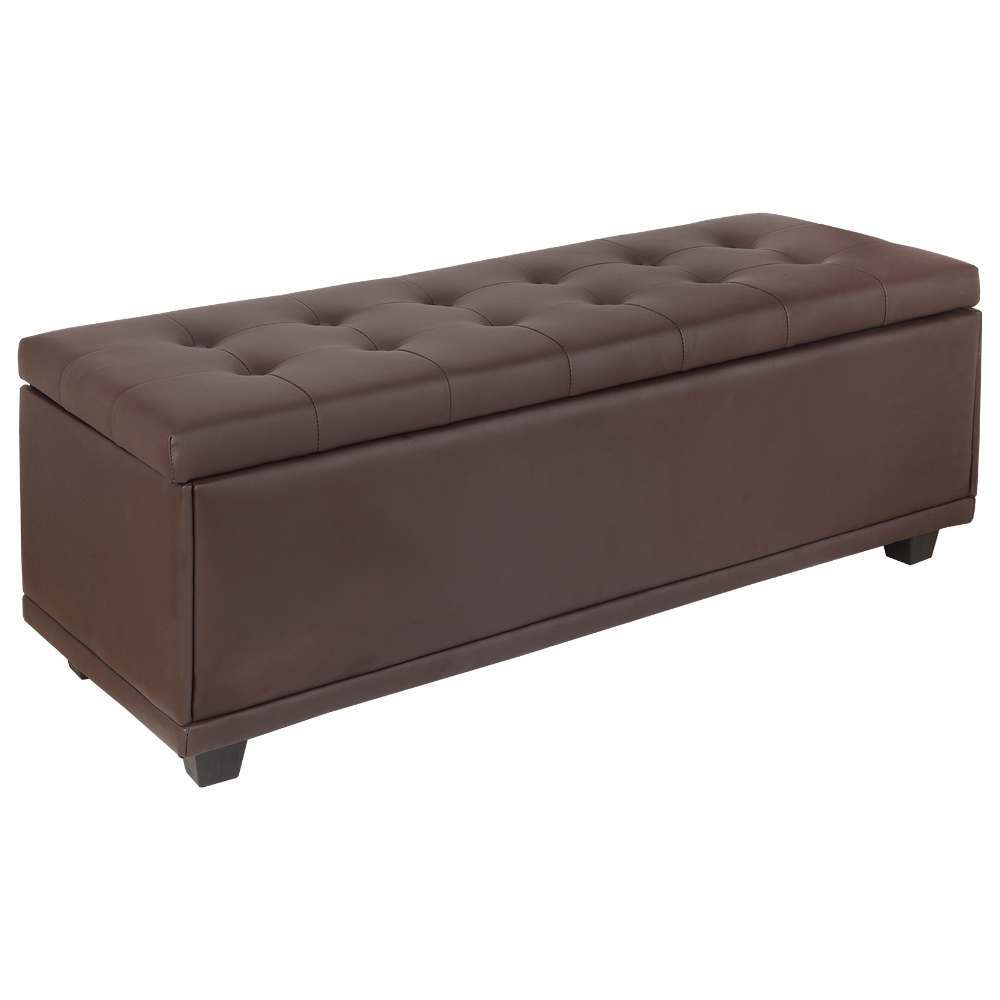 OPEN BOX Homegear 47" Large Faux Leather Ottoman Storage Bench / Chest