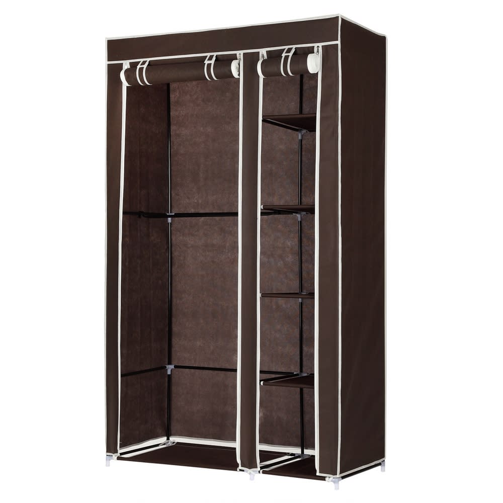 Open Box Homegear Double Fabric Portable Wardrobe Closet Dark