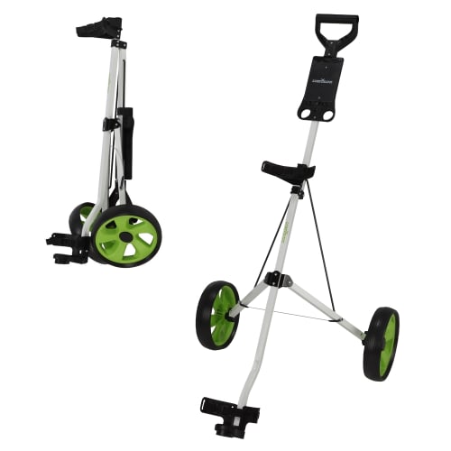 Caddymatic i-Trac 2 Wheel Folding Golf Trolley White/Green
