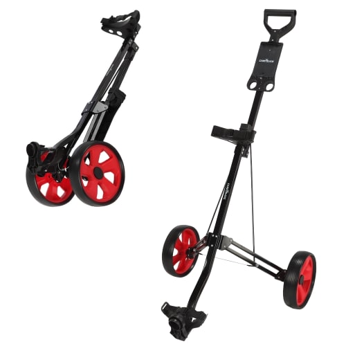 Caddymatic Golf Lite Trac 2 Wheel Folding Golf Trolley Black/Red