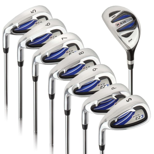Ram Golf EZ3 Mens Left Hand Iron Set 5-6-7-8-9-PW-SW - HYBRID INCLUDED