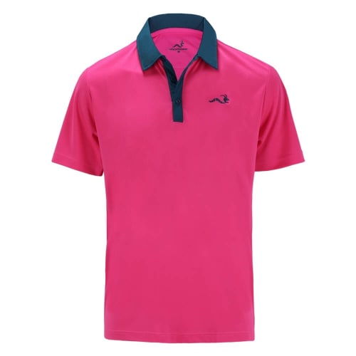 Woodworm Solid Tech Golf Polo Shirts - Pink/Blue